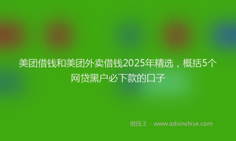 美团借钱和美团外卖借钱2025年精选，概括5个网贷黑户必下款的口子