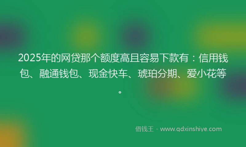 2025年的网贷那个额度高且容易下款有：信用钱包、融通钱包、现金快车、琥珀分期、爱小花等。