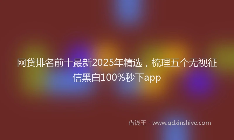 网贷排名前十最新2025年精选，梳理五个无视征信黑白100%秒下app