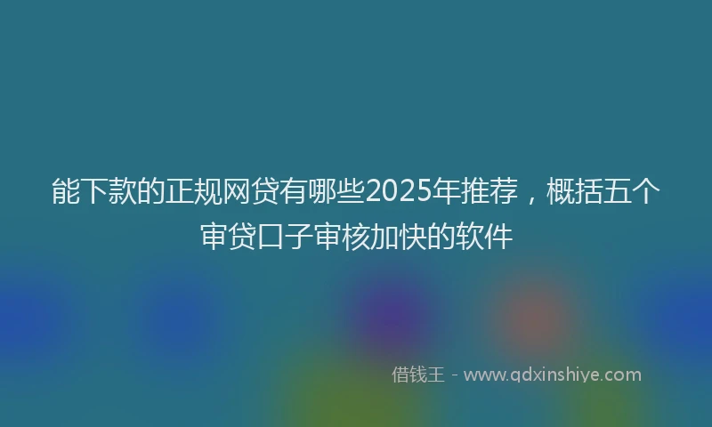 能下款的正规网贷有哪些2025年推荐，概括五个审贷口子审核加快的软件