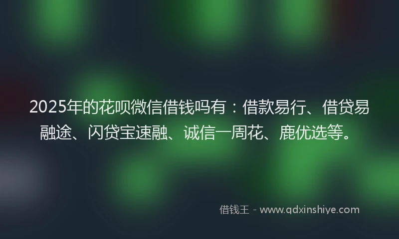2025年的花呗微信借钱吗有：借款易行、借贷易融途、闪贷宝速融、诚信一周花、鹿优选等。