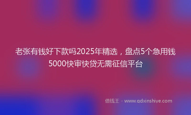 老张有钱好下款吗2025年精选，盘点5个急用钱5000快审快贷无需征信平台