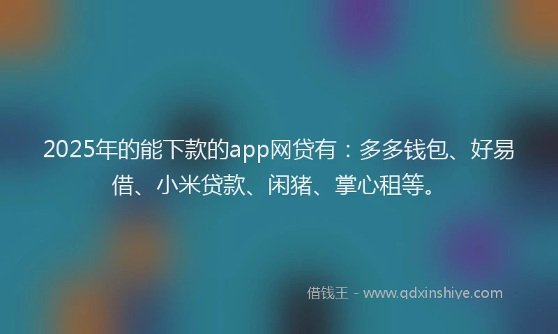 2025年的能下款的app网贷有：多多钱包、好易借、小米贷款、闲猪、掌心租等。