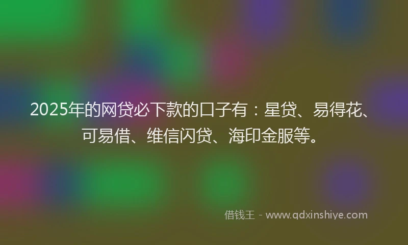 2025年的网贷必下款的口子有：星贷、易得花、可易借、维信闪贷、海印金服等。