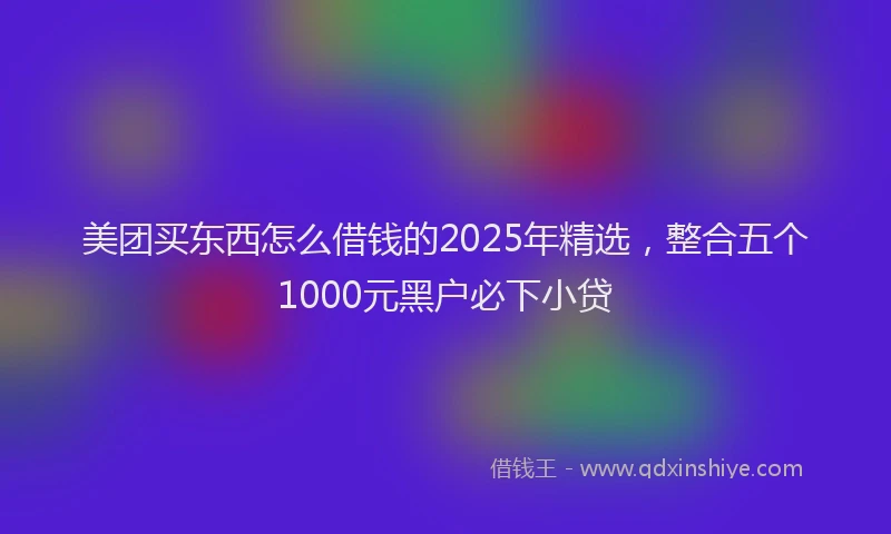 美团买东西怎么借钱的2025年精选，整合五个1000元黑户必下小贷