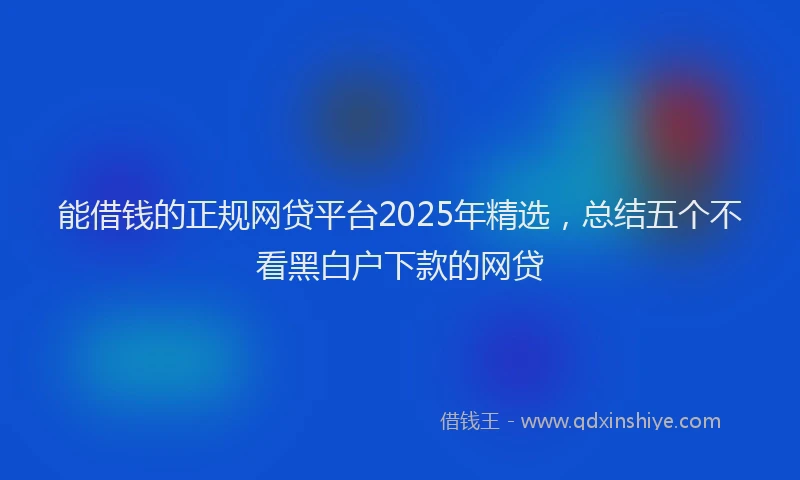 能借钱的正规网贷平台2025年精选，总结五个不看黑白户下款的网贷