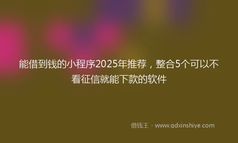 能借到钱的小程序2025年推荐，整合5个可以不看征信就能下款的软件