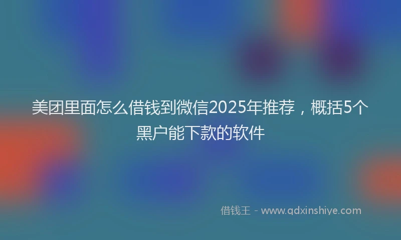 美团里面怎么借钱到微信2025年推荐，概括5个黑户能下款的软件