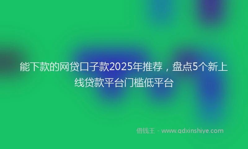 能下款的网贷口子款2025年推荐，盘点5个新上线贷款平台门槛低平台