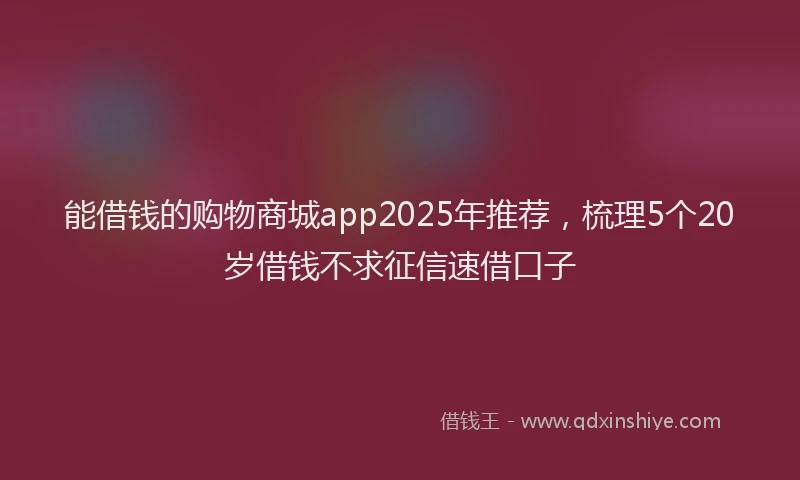 能借钱的购物商城app2025年推荐，梳理5个20岁借钱不求征信速借口子