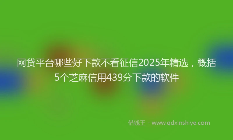 网贷平台哪些好下款不看征信2025年精选，概括5个芝麻信用439分下款的软件