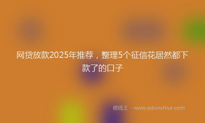 网贷放款2025年推荐，整理5个征信花居然都下款了的口子