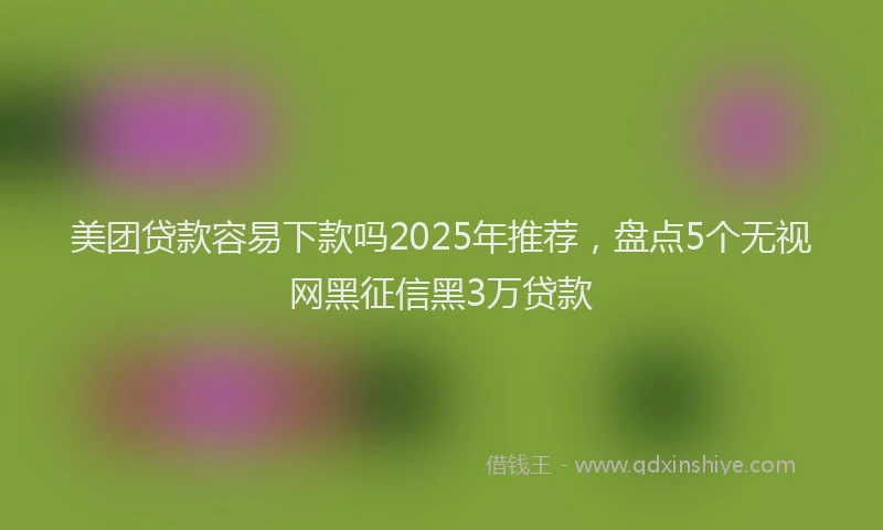 美团贷款容易下款吗2025年推荐，盘点5个无视网黑征信黑3万贷款