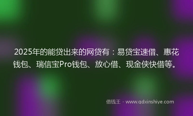 2025年的能贷出来的网贷有：易贷宝速借、惠花钱包、瑞信宝Pro钱包、放心借、现金侠快借等。