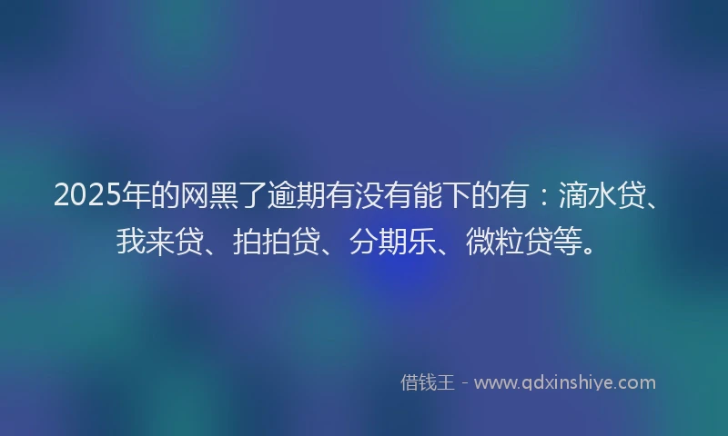 2025年的网黑了逾期有没有能下的有：滴水贷、我来贷、拍拍贷、分期乐、微粒贷等。
