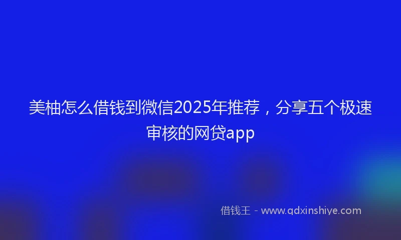 美柚怎么借钱到微信2025年推荐，分享五个极速审核的网贷app