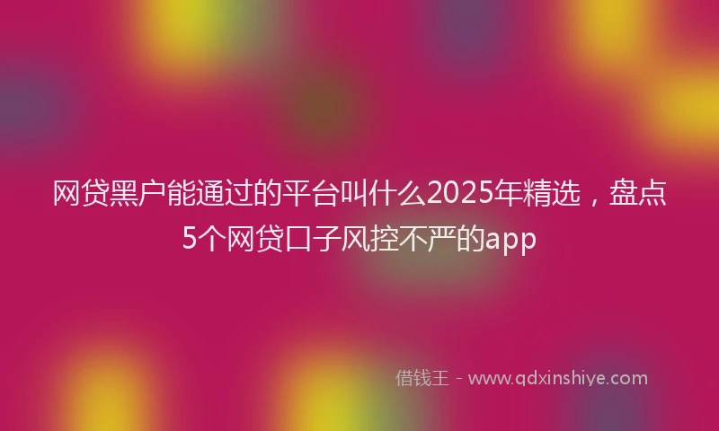 网贷黑户能通过的平台叫什么2025年精选，盘点5个网贷口子风控不严的app