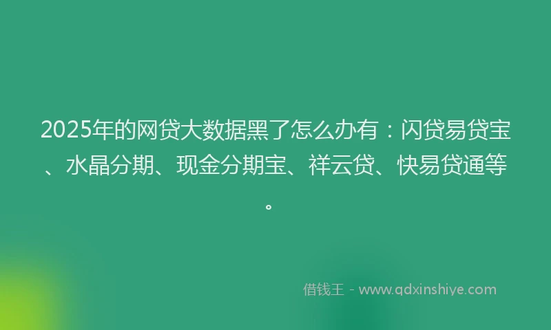 2025年的网贷大数据黑了怎么办有：闪贷易贷宝、水晶分期、现金分期宝、祥云贷、快易贷通等。