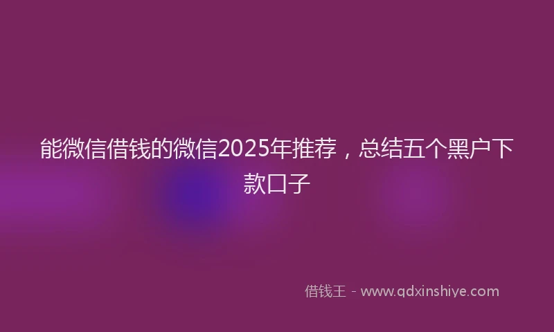 能微信借钱的微信2025年推荐，总结五个黑户下款口子