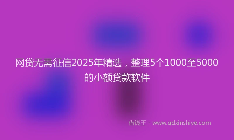 网贷无需征信2025年精选，整理5个1000至5000的小额贷款软件