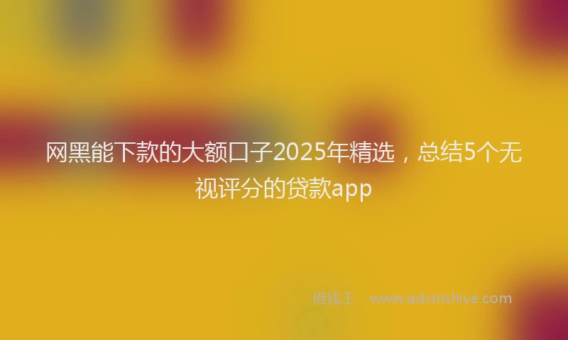 网黑能下款的大额口子2025年精选，总结5个无视评分的贷款app