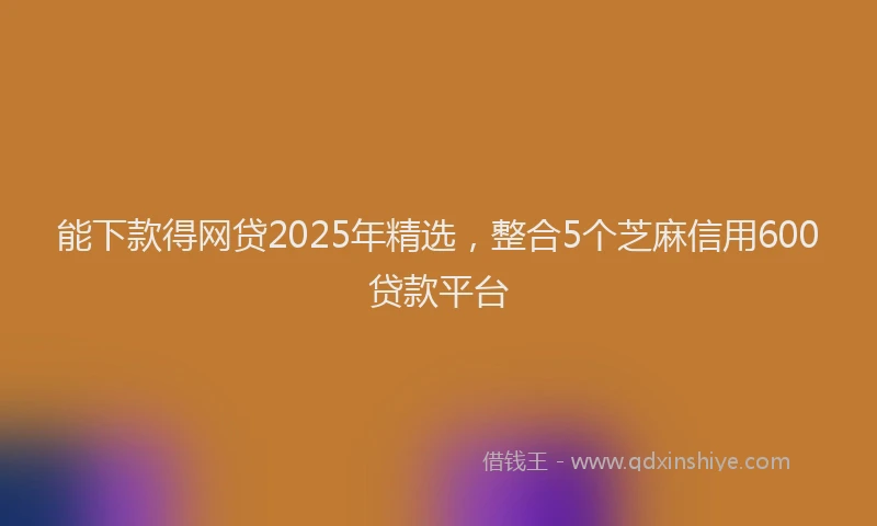 能下款得网贷2025年精选，整合5个芝麻信用600贷款平台