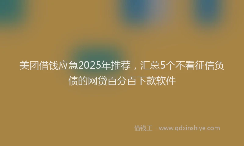 美团借钱应急2025年推荐，汇总5个不看征信负债的网贷百分百下款软件