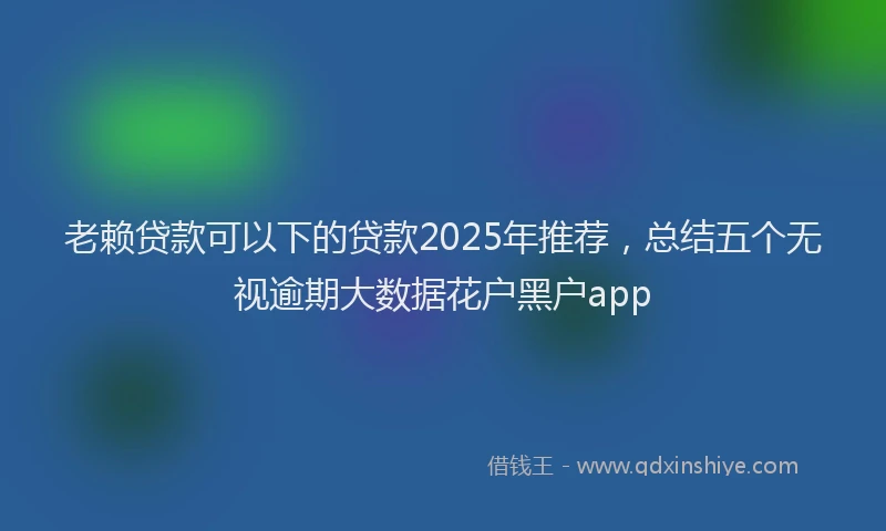 老赖贷款可以下的贷款2025年推荐，总结五个无视逾期大数据花户黑户app