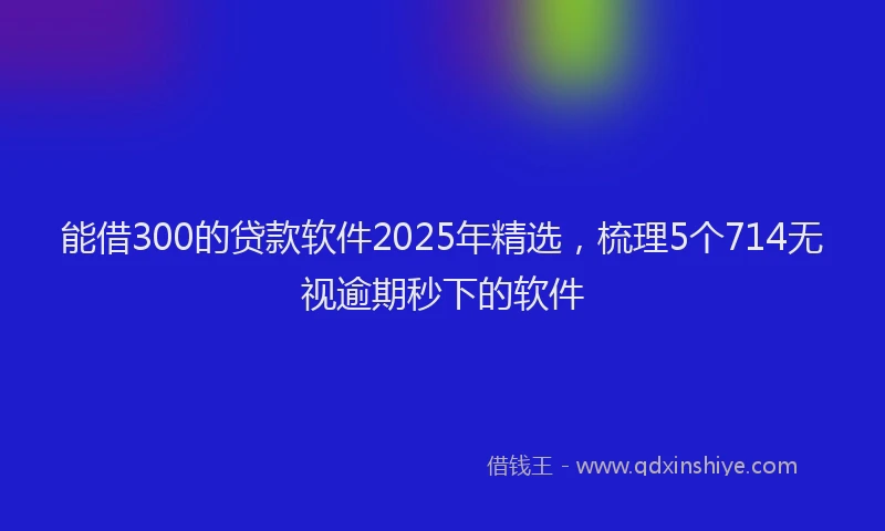 能借300的贷款软件2025年精选，梳理5个714无视逾期秒下的软件