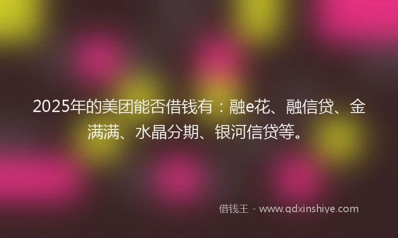 2025年的美团能否借钱有：融e花、融信贷、金满满、水晶分期、银河信贷等。