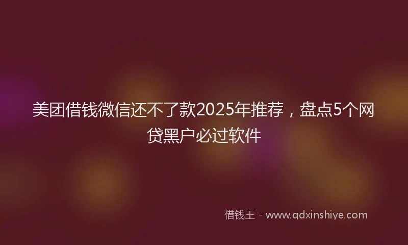 美团借钱微信还不了款2025年推荐，盘点5个网贷黑户必过软件