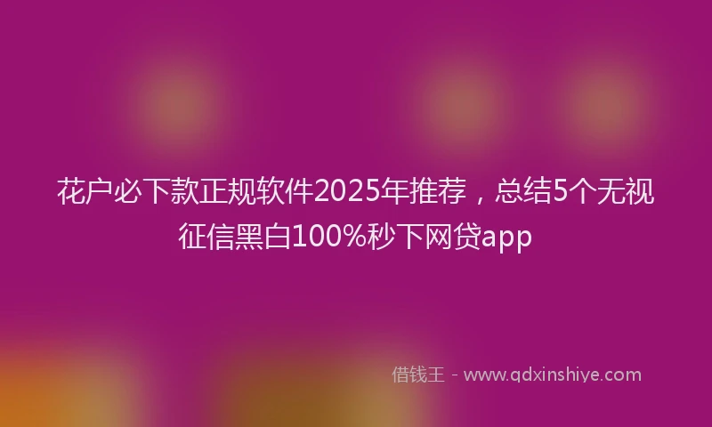 花户必下款正规软件2025年推荐，总结5个无视征信黑白100%秒下网贷app