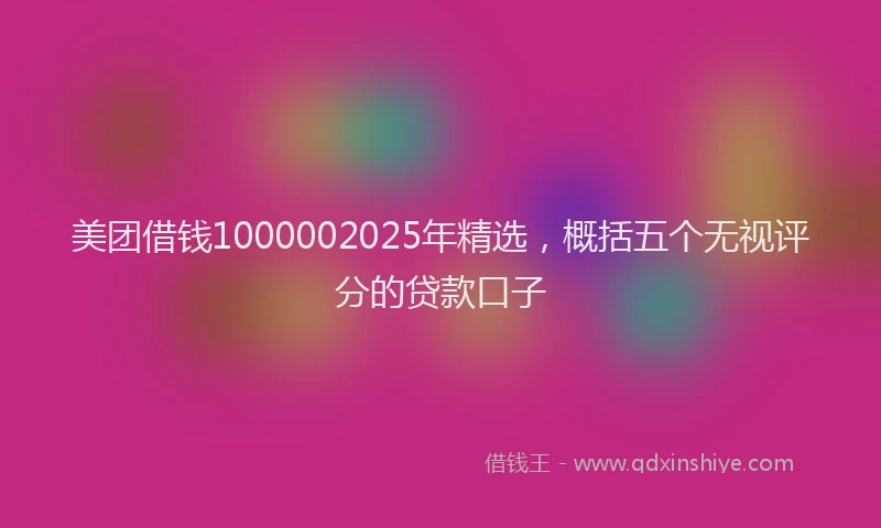 美团借钱1000002025年精选，概括五个无视评分的贷款口子