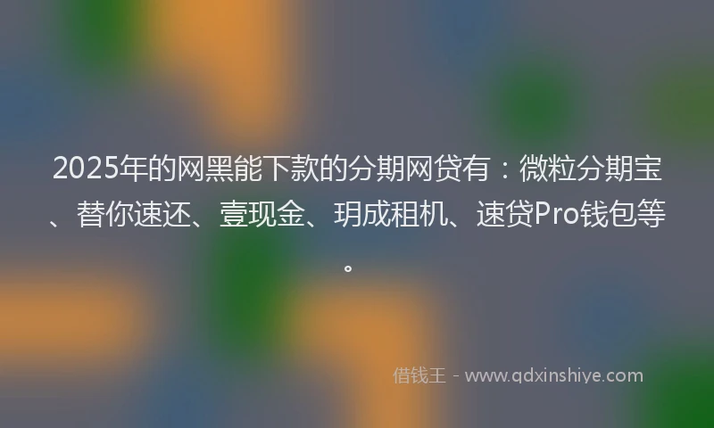 2025年的网黑能下款的分期网贷有：微粒分期宝、替你速还、壹现金、玥成租机、速贷Pro钱包等。