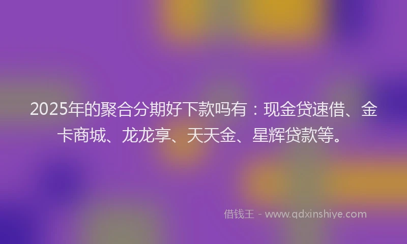 2025年的聚合分期好下款吗有：现金贷速借、金卡商城、龙龙享、天天金、星辉贷款等。