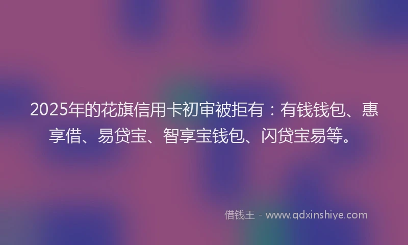 2025年的花旗信用卡初审被拒有：有钱钱包、惠享借、易贷宝、智享宝钱包、闪贷宝易等。