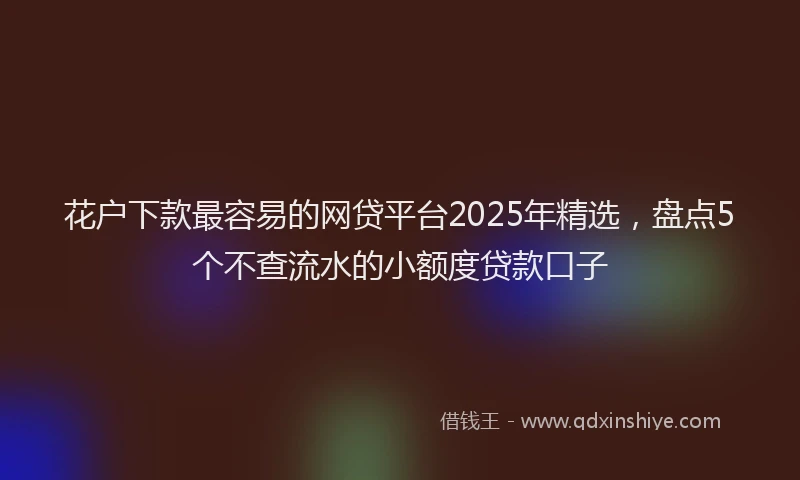 花户下款最容易的网贷平台2025年精选，盘点5个不查流水的小额度贷款口子