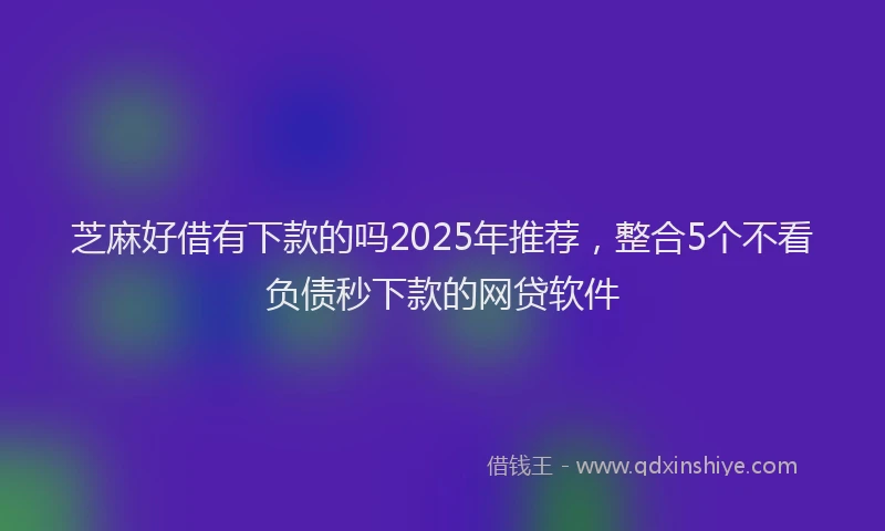 芝麻好借有下款的吗2025年推荐，整合5个不看负债秒下款的网贷软件