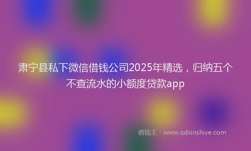 肃宁县私下微信借钱公司2025年精选，归纳五个不查流水的小额度贷款app