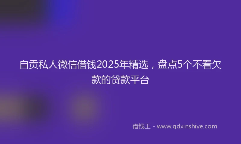 自贡私人微信借钱2025年精选，盘点5个不看欠款的贷款平台