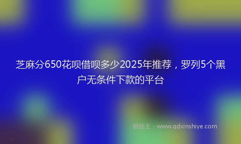 芝麻分650花呗借呗多少2025年推荐，罗列5个黑户无条件下款的平台