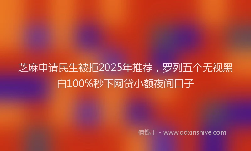 芝麻申请民生被拒2025年推荐，罗列五个无视黑白100%秒下网贷小额夜间口子