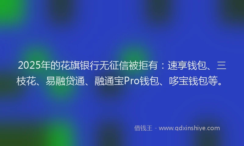 2025年的花旗银行无征信被拒有：速享钱包、三枝花、易融贷通、融通宝Pro钱包、哆宝钱包等。