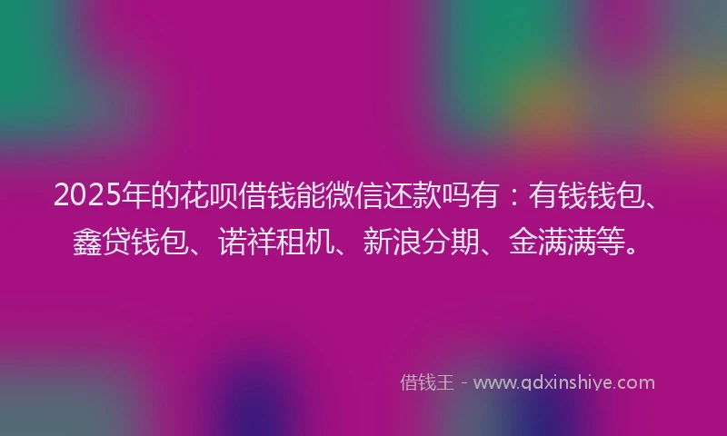 2025年的花呗借钱能微信还款吗有：有钱钱包、鑫贷钱包、诺祥租机、新浪分期、金满满等。