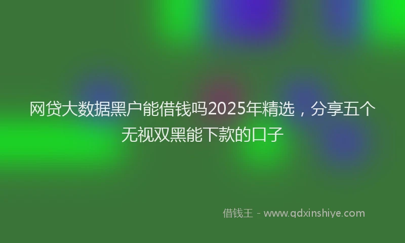 网贷大数据黑户能借钱吗2025年精选，分享五个无视双黑能下款的口子