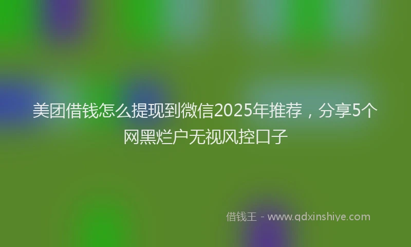 美团借钱怎么提现到微信2025年推荐，分享5个网黑烂户无视风控口子