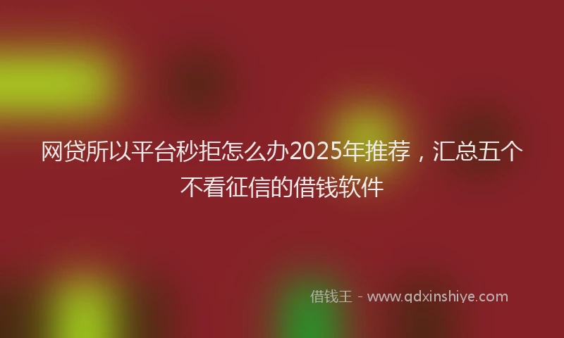 网贷所以平台秒拒怎么办2025年推荐，汇总五个不看征信的借钱软件