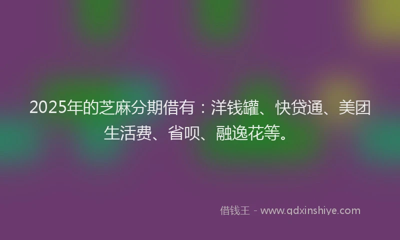 2025年的芝麻分期借有：洋钱罐、快贷通、美团生活费、省呗、融逸花等。