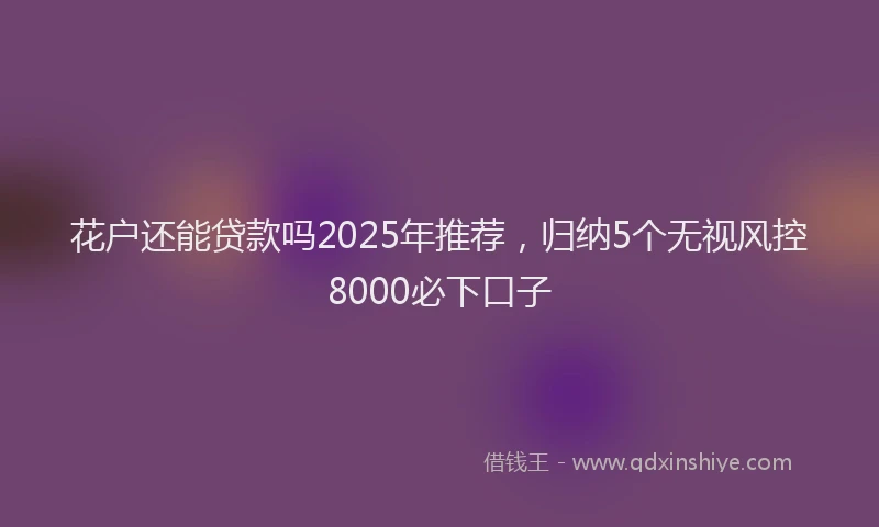 花户还能贷款吗2025年推荐，归纳5个无视风控8000必下口子