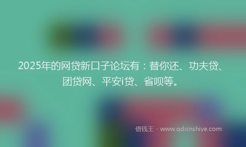 2025年的网贷新口子论坛有：替你还、功夫贷、团贷网、平安i贷、省呗等。